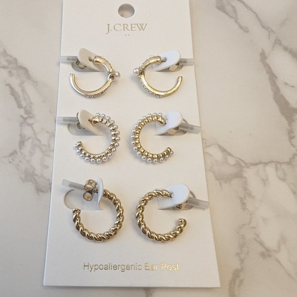 J. Crew Factory Jewelry - J.Crew Factory Pearl Huggies Set-of-Three